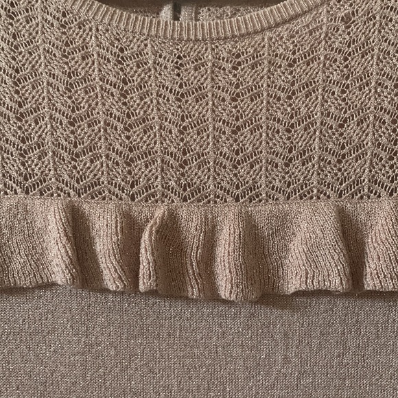WHBM, Sz L, rose gold sweater with crochet stitch and frill detail. - Picture 3 of 9